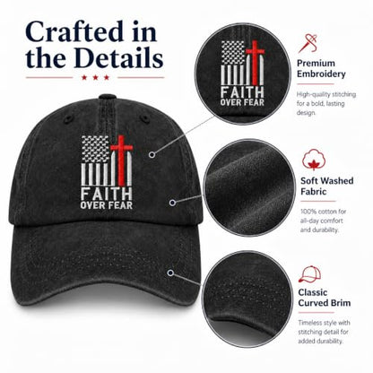 Man of God Husband Dad Embroidered Hat Camping Caps for Women - color: Faiths Over Fear 32