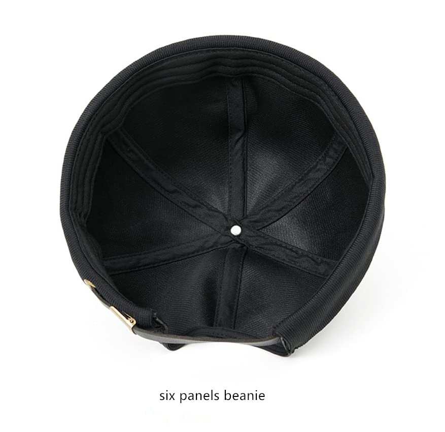 Unisex Faux Leather Docker Cap Brimless Leon Hat Skull Cap Beanie for Men Women - color: Black