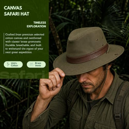 TOP-EX Aussie Safari Sun Hat for Men & Women, UPF 50+ Wide Brim, M-XXL Fit - color: Olive Green, size: Large