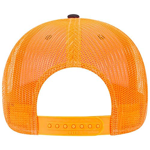 OTTO 6 Panel Low Profile Contrast Vertical Mesh Back Cap - color: Blk/Blk/Org