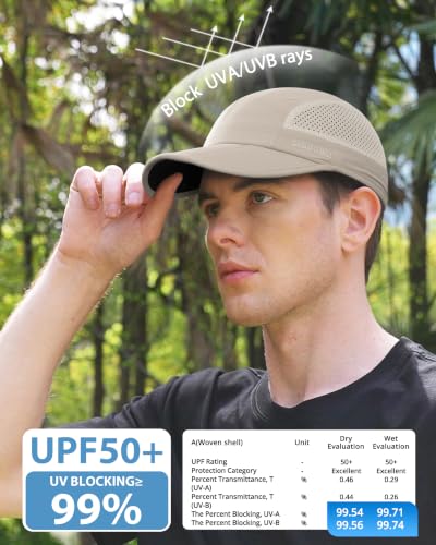 GADIEMKENSD Mens Folding Outdoor Hat Long Brim UPF 50+ Sun Protection - color: Folding Khaki