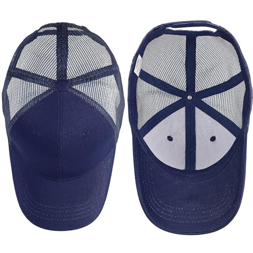 Falari Trucker Hat Baseball Cap Structured Plain Design 6 Panel, Adjustable Size - color: 1pk Navy