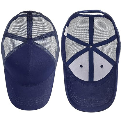 Falari Trucker Hat Baseball Cap Structured Plain Design 6 Panel, Adjustable Size - color: 1pk Navy