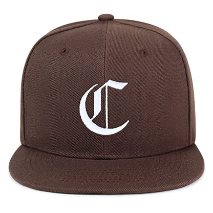 JPAK Old English Letter C Hip-Hop Snapback Hat Embroidered Baseball Cap English Alphabet - color: 10. Brown