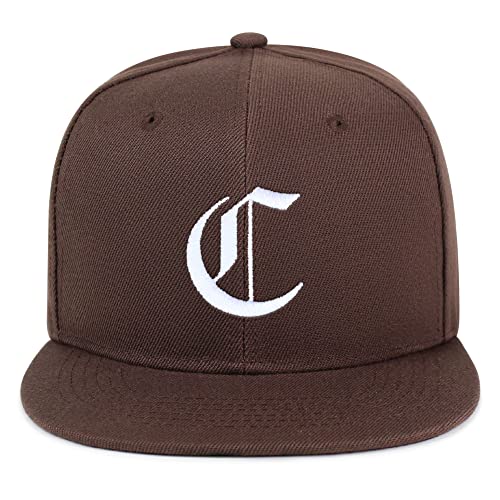 JPAK Old English Letter C Hip-Hop Snapback Hat Embroidered Baseball Cap English Alphabet - color: 10. Brown