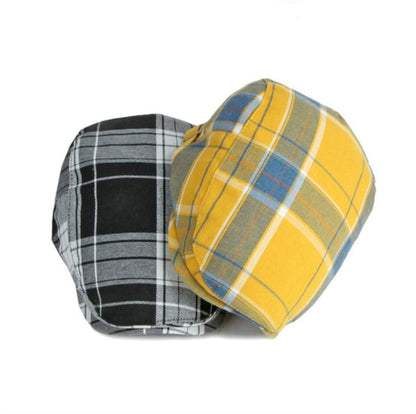 Unisex Classic Plaid Beret Newsboy Hats Flat Sun Hat Sport Golf Baseball Caps Cabbie Driving Cap Hats for Women Men - color: Yellow