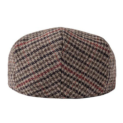 FEINION Men's Wool Tweed Newsboy Ivy Cap Gatsby Golf Flat Hat - color: Houndstooth Coffee, size: 7 1/2