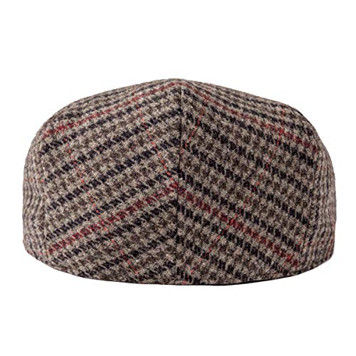 FEINION Men's Wool Tweed Newsboy Ivy Cap Gatsby Golf Flat Hat - color: Houndstooth Coffee, size: 7 3/4