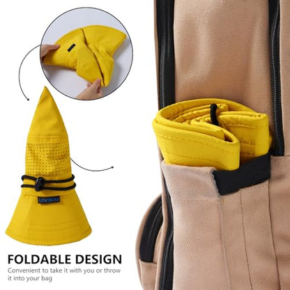 UPF 50+ Bucket Sun Hat with Laser Perforated Mesh Cooling Adjustable Breathable Lightweight for Outdoor Men Women - color: Black & Yellow