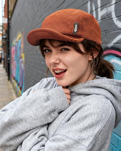 Clakllie Corduroy 5 Panel Hat Short Brim Baseball Cap Urban Street Flat Bill Hats Cooling Trucker Hats Snapback Fitted Cap - color: S-dsbh10-brick Red