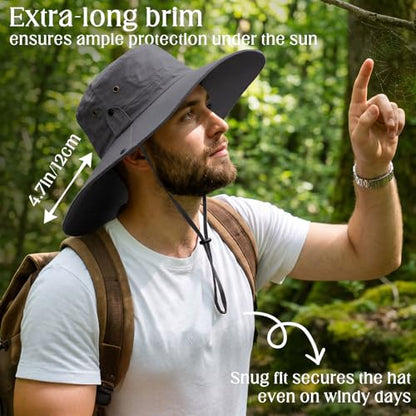 Wide Brim Sun Hats Men Bucket Hat Fishing Hats - color: Light Gray