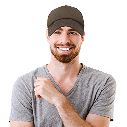 DALIX Solid Blank Trucker Hats Caps 2 Pack - color: Black and Brown