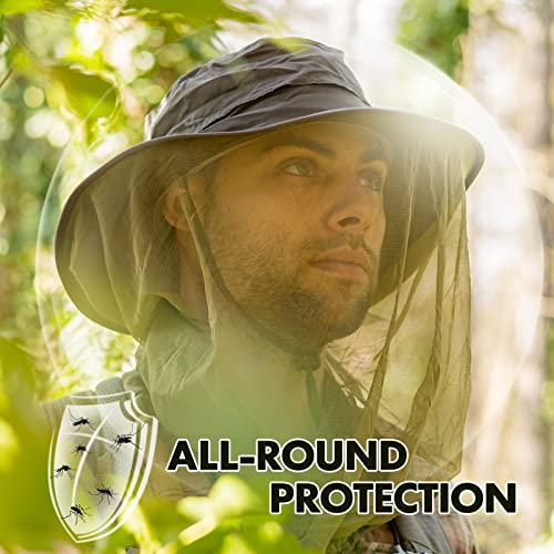 Comhats Mosquito Net Sun Hat for Men, Waterproof UPF 50+ Wide Brim - color: 99742_armygreen, size: Medium-Large