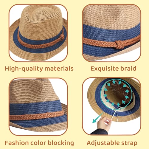 Evankin Derby Hat for Men, Packable Straw Trilby Fedoras, Short Brim Sun Hat for Summer Beach Travel - color: Coffee