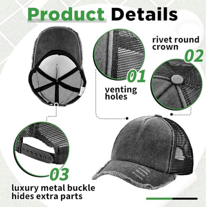Suhine 24 Pcs Blank Trucker Hat Bulk,Unisex Baseball Cap - color: Black
