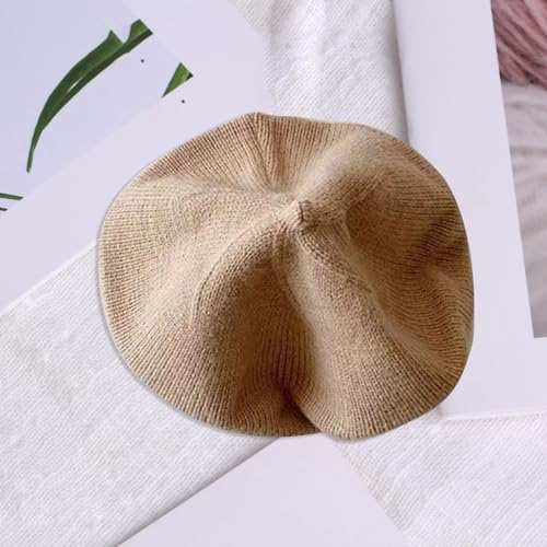 Infant Baby Boys Girls Beret Hat Fall Winter Knitted Beanie Hat Toddler Kids Beret Skull Hat French Artist Knit Hat - color: A-khaki
