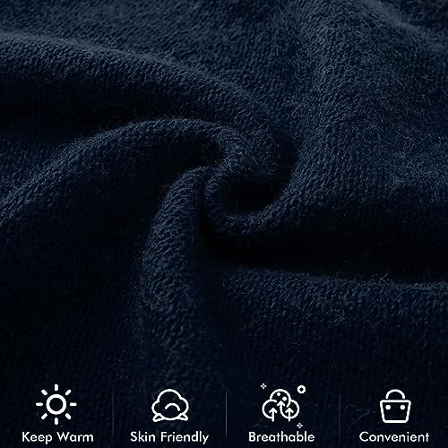 Knit Slouchy Beanie Hats for Women Cashmere Ski Cap Knitted Wool Soft Warm Winter Hat - color: A18-navy Blue