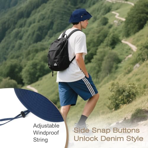 Bucket Hat UV Protection Sun Hat, Boonie Fishing Safari Hats for Outdoors - color: Blue
