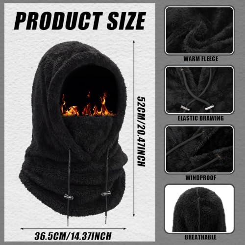 4 Pcs Winter Fleece Balaclava Ski Mask Glove Men Women - color: Black