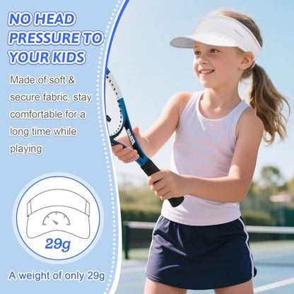 Kids Sun Visor Hats for Girls Boys, Packable Cooling Stretchy Visor - color: White