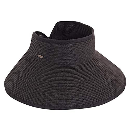Scala Women's Packable Paper Braid Visor - color: Black