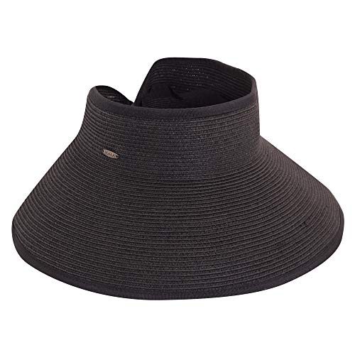 Scala Women's Packable Paper Braid Visor - color: Black