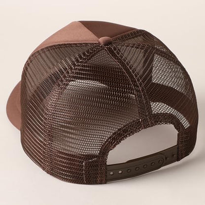 MIRMARU 5 Panels Blank Foam Front Two Tone Solid Trucker Mesh Back Baseball Cap with Adjustable Snapback Strap - color: Solid-dark Brown