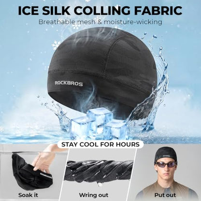 ROCKBROS Helmet Liner Skull Cap for Cycling Motorcycle Men Women Cooling - color: Black*2 & Grey