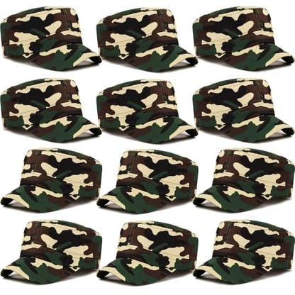Army Hat Boys,Fatigue Camo Soldier Cap,Military Party Birthday Helmet - color: 12pcs Camouflage