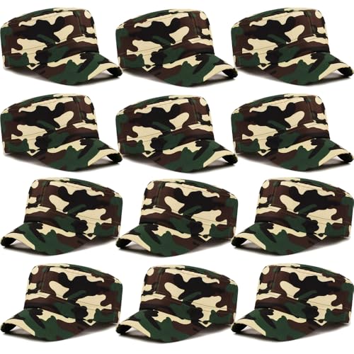 Army Hat Boys,Fatigue Camo Soldier Cap,Military Party Birthday Helmet - color: 12pcs Camouflage