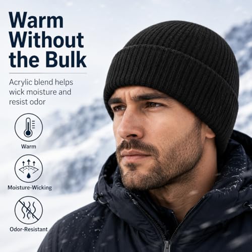 Oversize XXL Winter Beanie Knit Hat for Men - color: E1-black