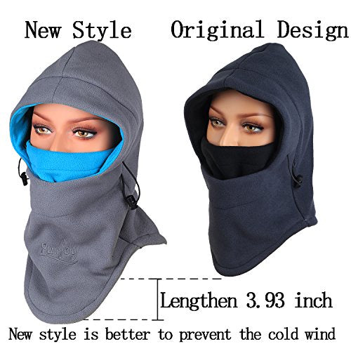 Warm Fleece Balaclava Ski Bike Full Face Mask Neck Warmer Winter Sports Cap - color: Grey+blue