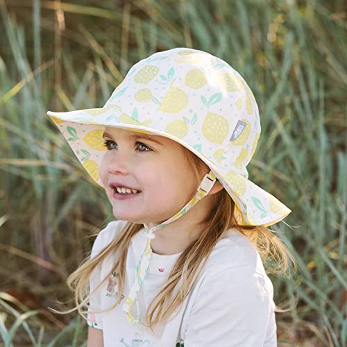 JAN & JUL 50+ UPF Cotton Sun Hat with Wide Brim for Toddler Girls - color: Lemon Fresh, size: 5-12 Years