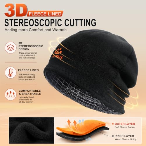 Lvaiz Winter Beanie for Men Women Warm Fleece Lined Reversible Skull Cap - color: Mixed Grey+dark Grey
