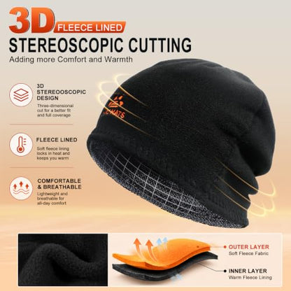 Lvaiz Winter Beanie for Men Women Warm Fleece Lined Reversible Skull Cap - color: Mixed Grey+dark Grey