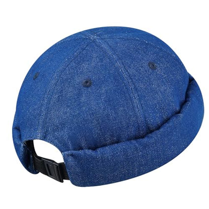 Clakllie Warm Brimless Hat Knitted Skull Cap Docker Hat Soft Beanie Worker Hat Rolled Cuff Sailor Fisherman Leon Hat - color: Cdus-hbmh1-royal Blue