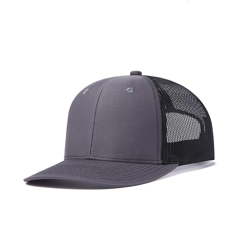 TOPTIE 6-Panel Baseball Cap, Adjustable Snapback Trucker Hat with Mesh - color: Charcoal/Black