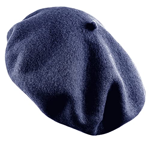 Women's French Beret Hat Solid Color Plain Wool Classic Traditional Artist Cap - color: Navy