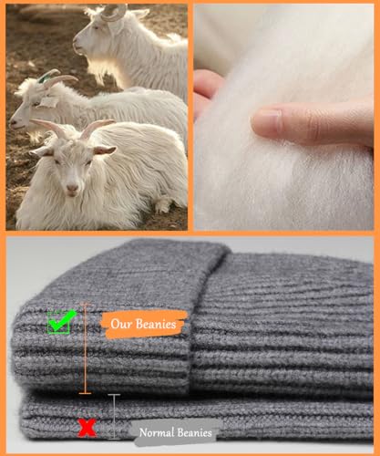 Heniho Wool Fleece Lined Fisherman Beanie for Men, Winter Warm Hats Cuffed Knit Watch Cap Trawler Hat - color: 2pack I- Black&grey