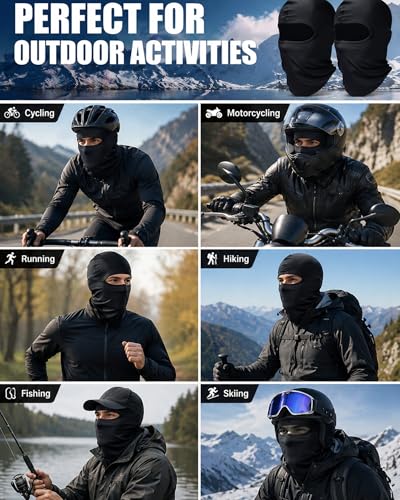 SATINIOR 6 Pcs Ski Balaclava Men Full Face Cover Mask - color: Black