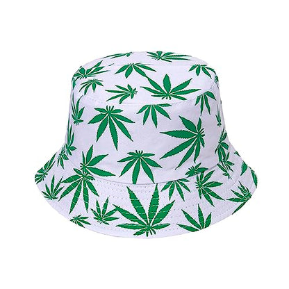 Punk Black Green Red Leaf Weed Fisherman Caps Bucket Hats Hip Hop Gorro Outdoor Men - color: Navy Green