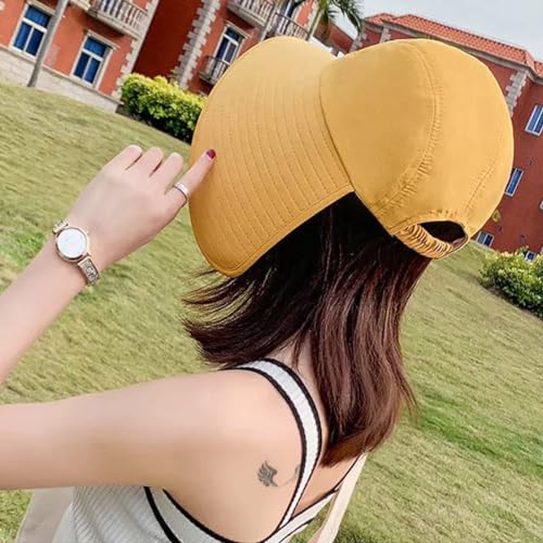 Women Floppy Sun Beach Hat Packable Wide Brim Bucket Hat UPF 50+ UV Protection Travel Beach Cap - color: Yellow
