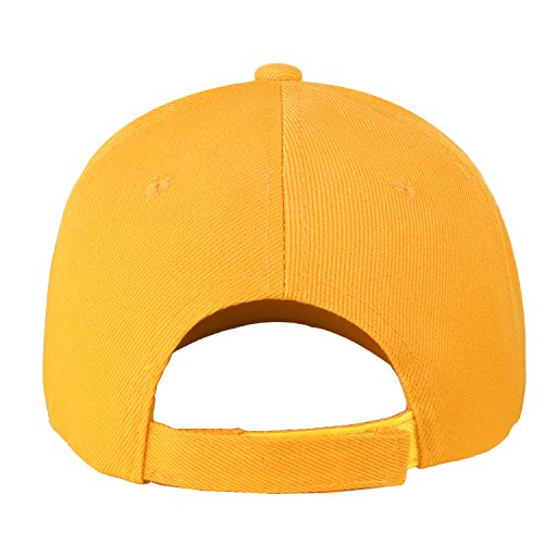 Falari Wholesale Bulk Lot 12-Pack Baseball Cap Adjustable Size Plain Blank Solid Color - color: Gold