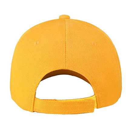 Falari Wholesale Bulk Lot 12-Pack Baseball Cap Adjustable Size Plain Blank Solid Color - color: Gold