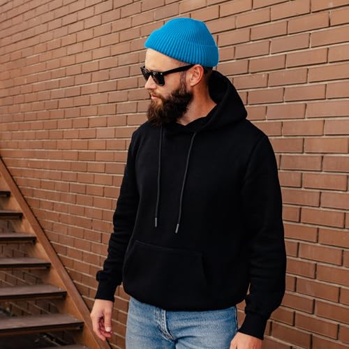 ROYBENS Swag Wool Knit Cuff Short Fisherman Beanie for Men Women Winter Hat - color: 1pcs-peacock Blue
