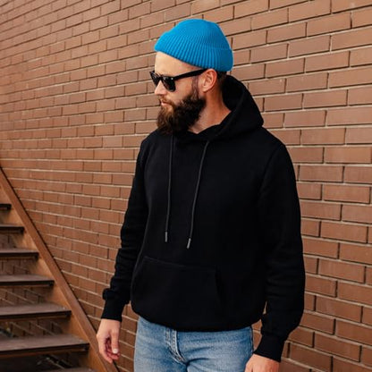 ROYBENS Swag Wool Knit Cuff Short Fisherman Beanie for Men Women Winter Hat - color: 1pcs-peacock Blue