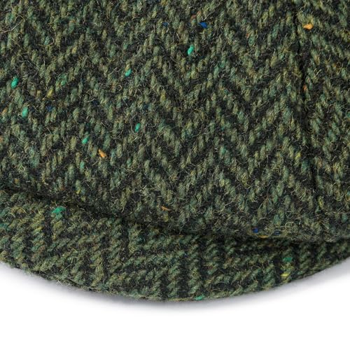 FEINION Men 8 Panel Herringbone Wool Newsboy Cap - color: Flecked Green, size: 7 1/2