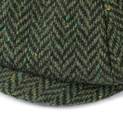 FEINION Men 8 Panel Herringbone Wool Newsboy Cap - color: Flecked Green, size: 7 1/2