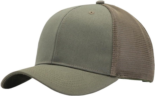 Mens Mesh Snapback Trucker Hat Baseball Cap, Fits OSFM&XXL Head - color: Army Green, size: X-Large-XX-Large