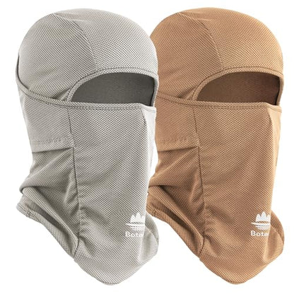 Balaclava Ski Mask, Sun Protection Breathable Face Cover Men Women - color: Grey+brown